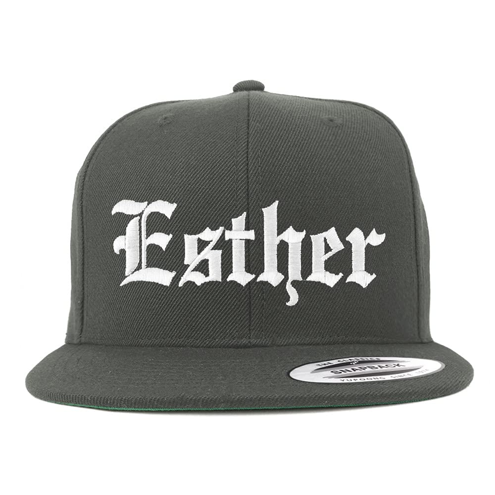 Trendy Apparel Shop Esther Old English Embroidered Flatbill Snapback