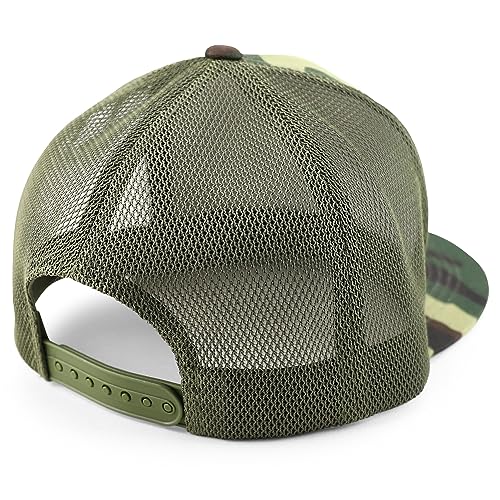 Trendy Apparel Shop Plain Structured 5 Panel Mesh Back Flat Bill Snapback Cap