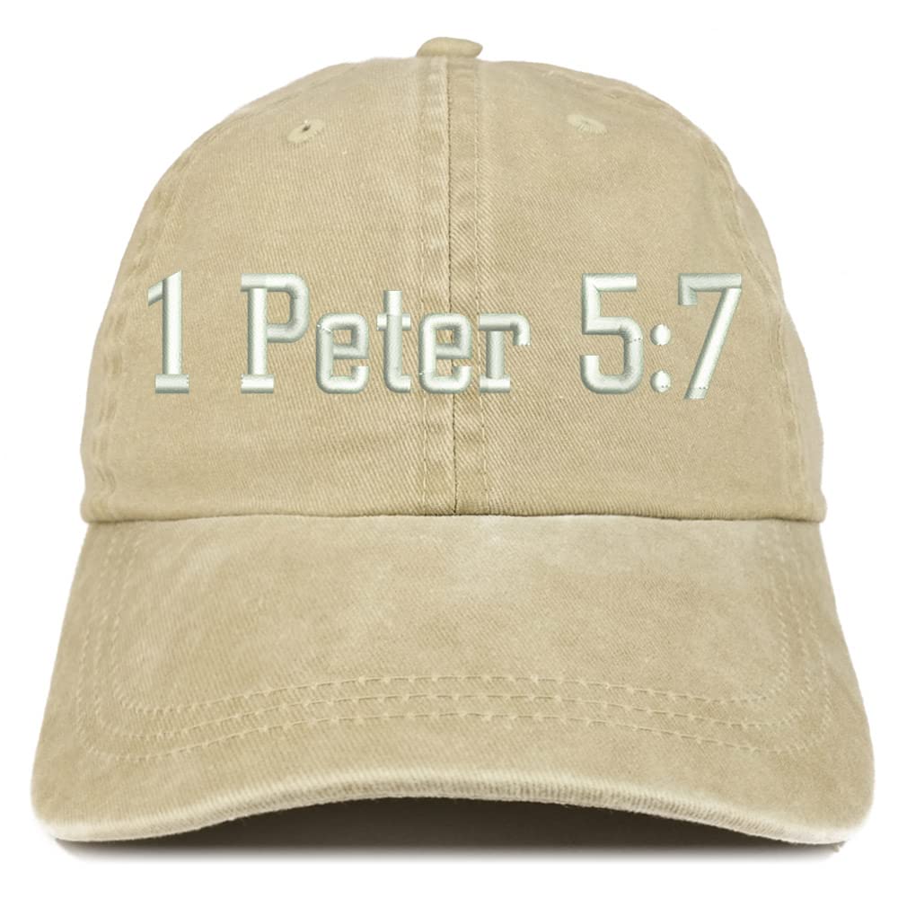 Trendy Apparel Shop 1 Peter 5:7 Washed Pigment Dyed Baseball Cap
