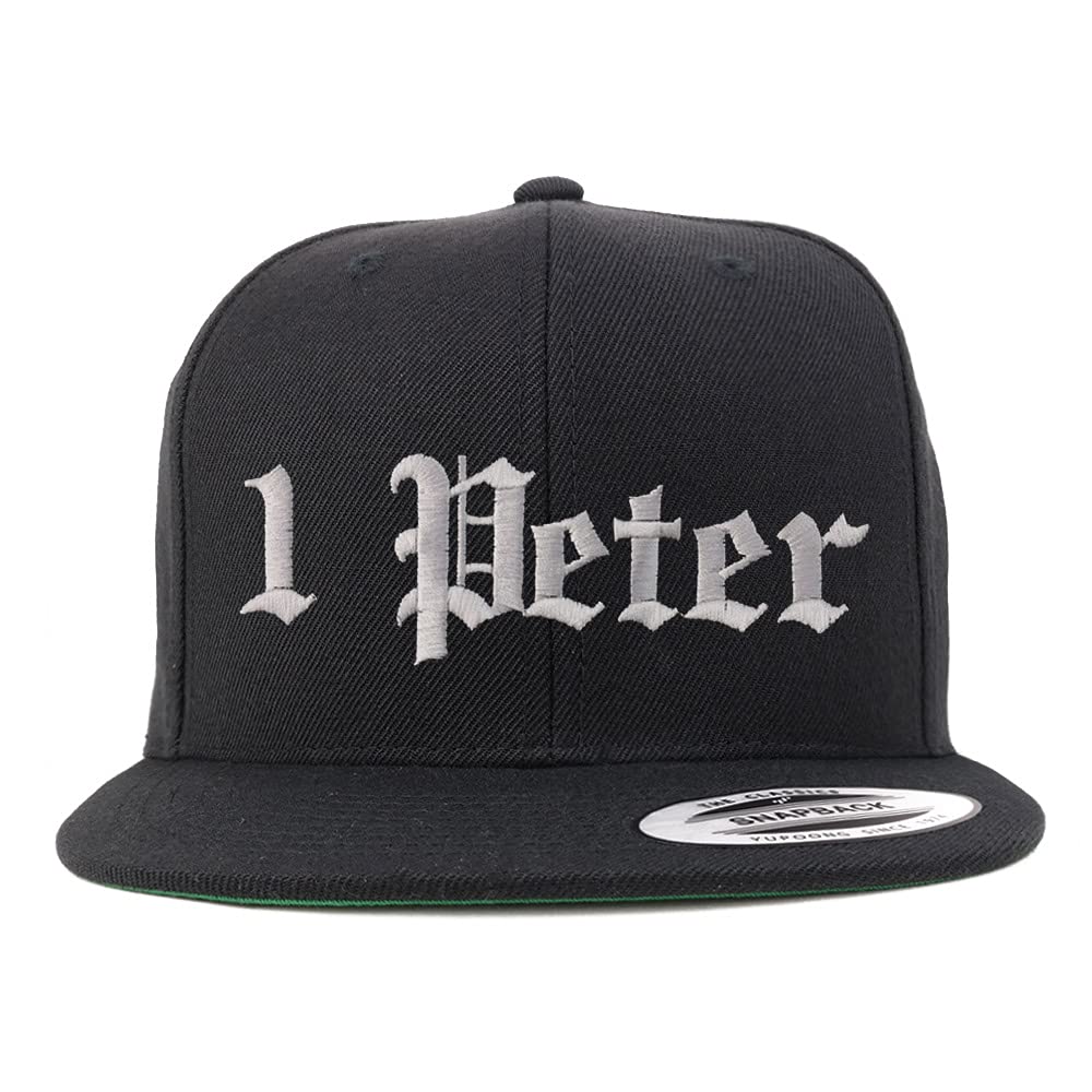 Trendy Apparel Shop 1 Peter Old English Embroidered Flatbill Snapback