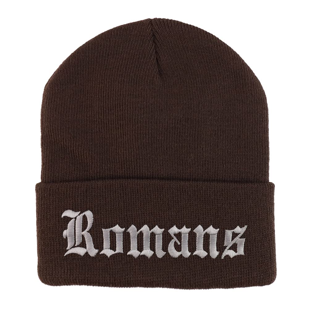 Trendy Apparel Shop Romans Old English Embroidered Long Cuff Beanie