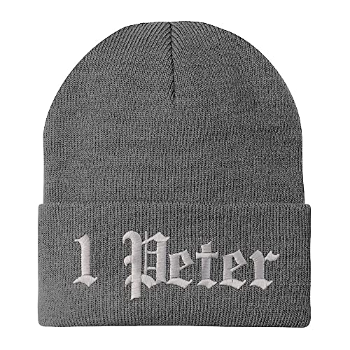 Trendy Apparel Shop 1 Peter Old English Embroidered Long Cuff Beanie