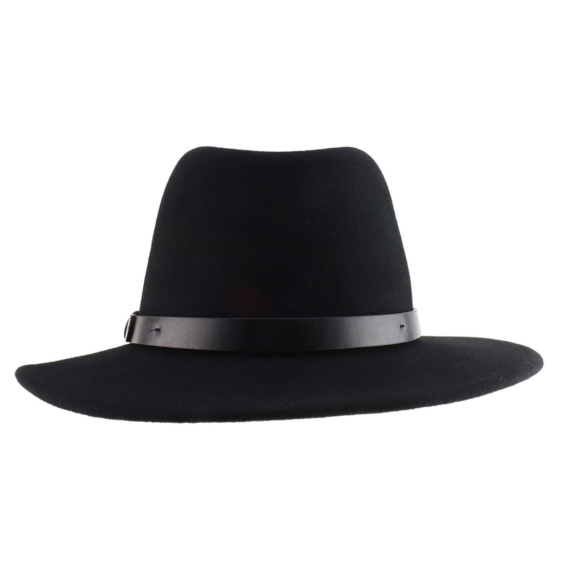 Trendy Apparel Shop Women's Leather Band Wool Felt Large Brim Fedora Hat