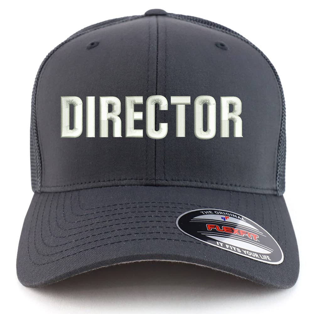 Trendy Apparel Shop Oversized XXL Director Embroiderd Structured Fitted Trucker Mesh Cap