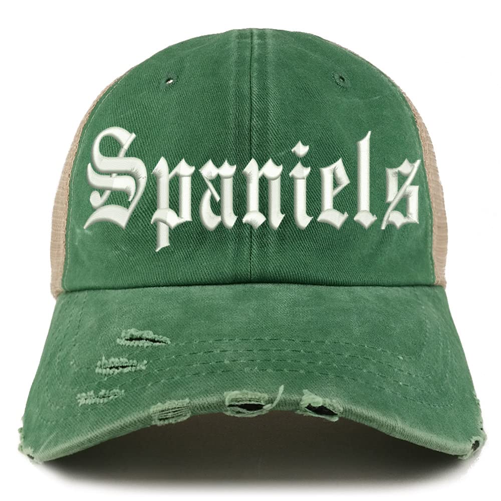 Trendy Apparel Shop Old English Spaniels Frayed Bill Trucker Mesh Back Cap