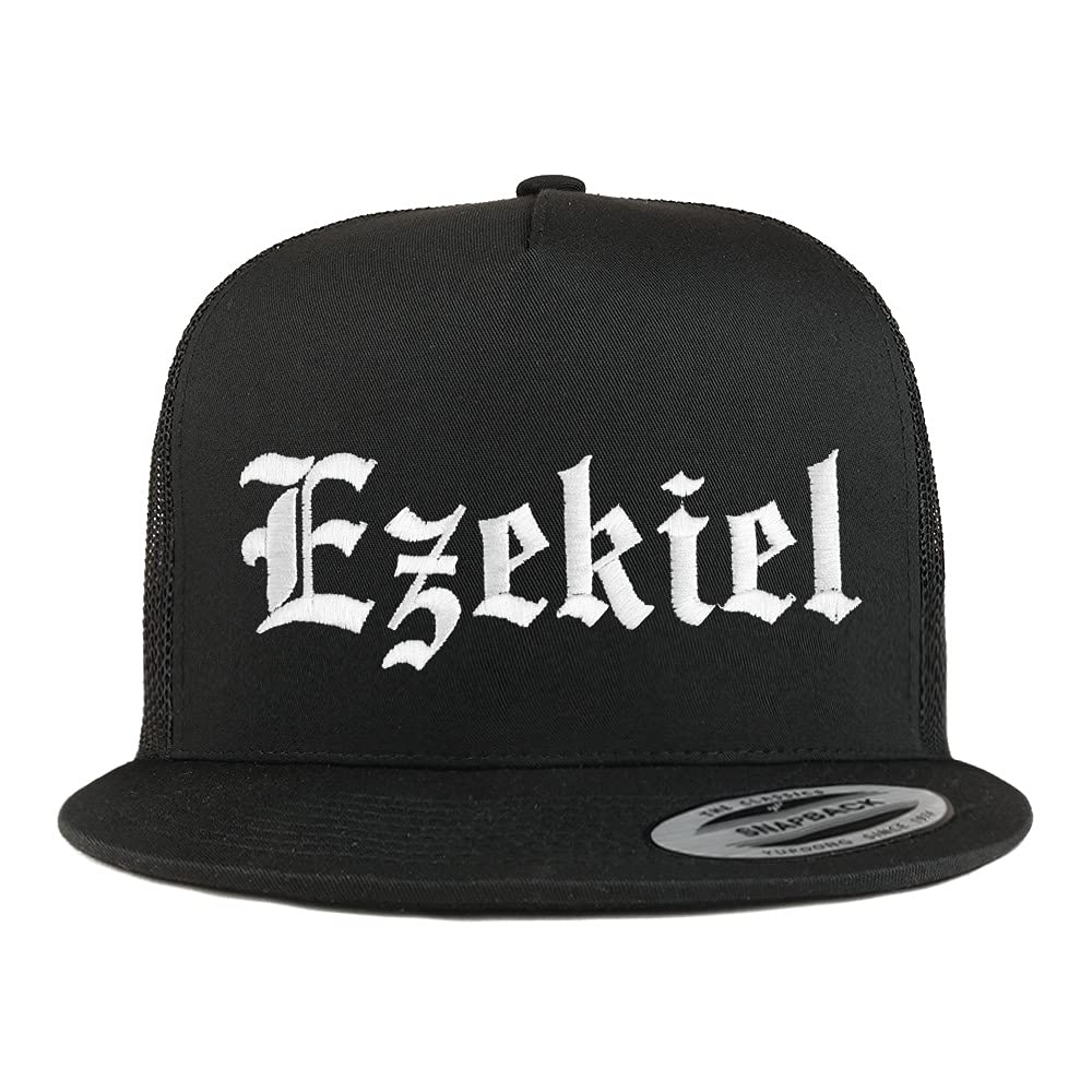 Trendy Apparel Shop Ezekiel Old English 5 Panel Flatbill Trucker Cap