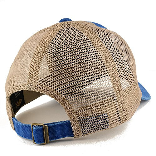 Trendy Apparel Shop Bandage Embroidered Patch Frayed Bill Trucker Mesh Back Cap