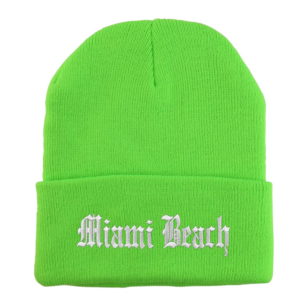Trendy Apparel Shop Miami Beach Old English Embroidered Long Cuff Beanie