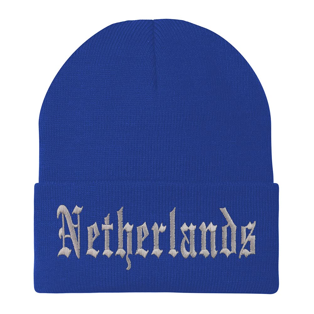 Trendy Apparel Shop Netherlands Old English Embroidered Long Cuff Beanie