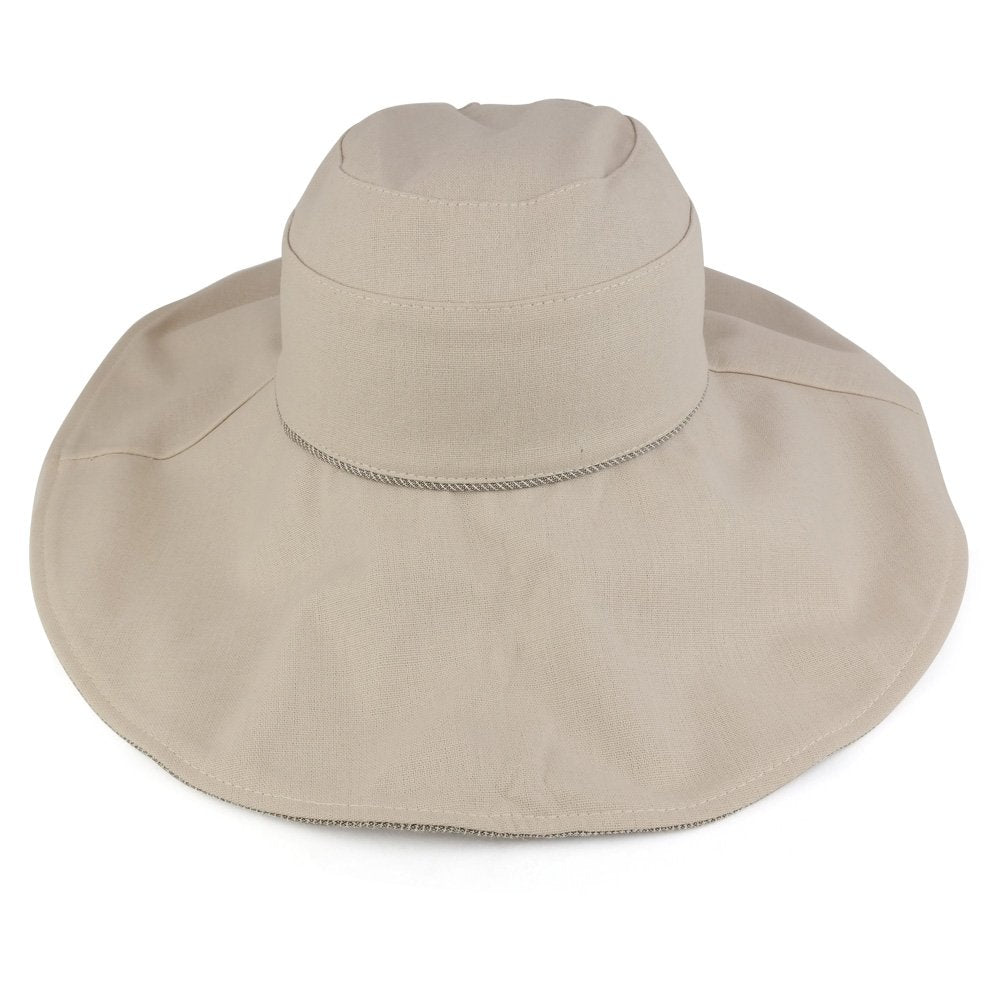 Trendy Apparel Shop Womens Reversible Cotton Linen Pinstripe Brim Hat