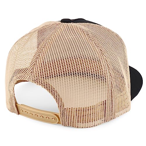 Trendy Apparel Shop Structured High Crown 5 Panel Round Flat Bill Trucker Cap