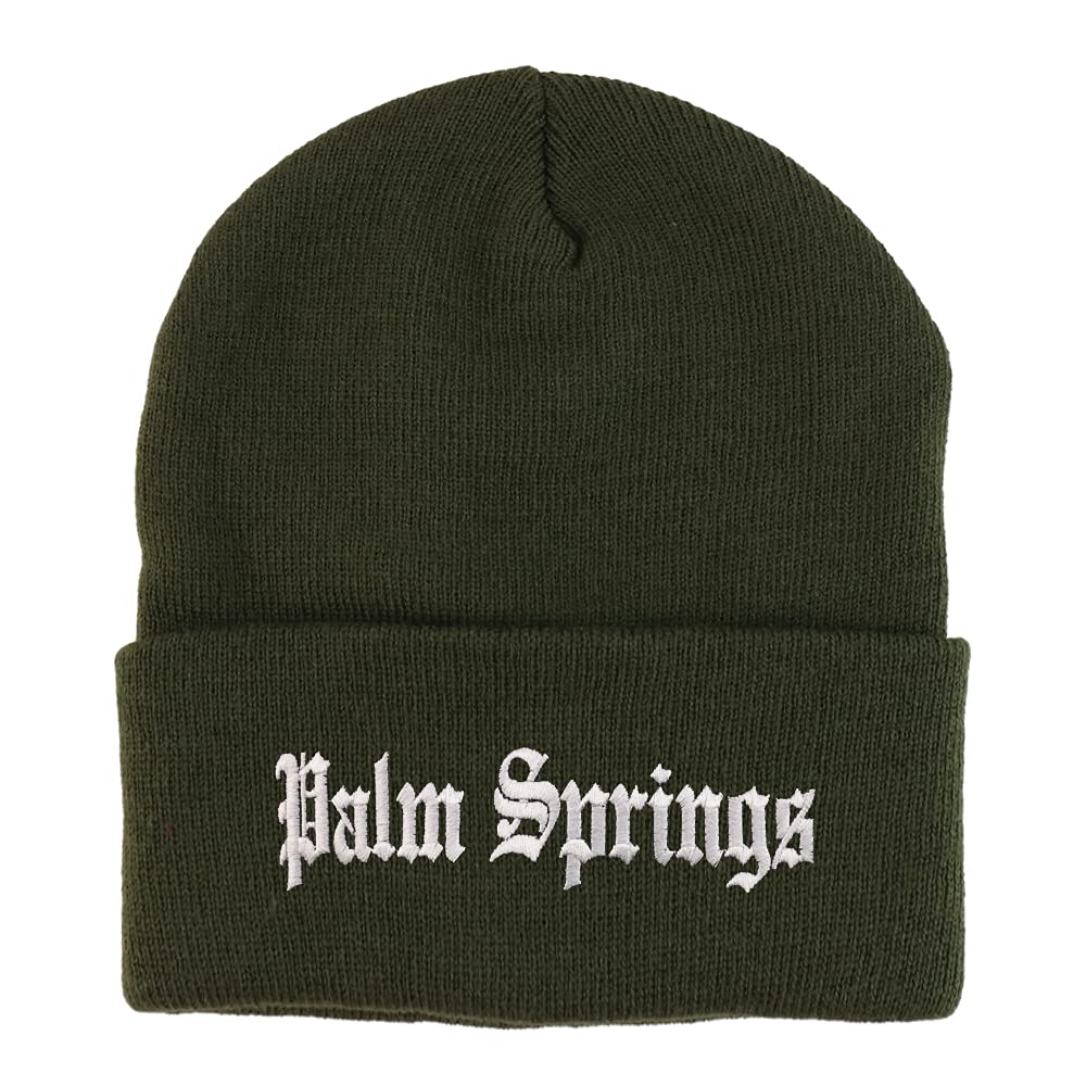 Trendy Apparel Shop Palm Springs Old English Embroidered Long Cuff Beanie