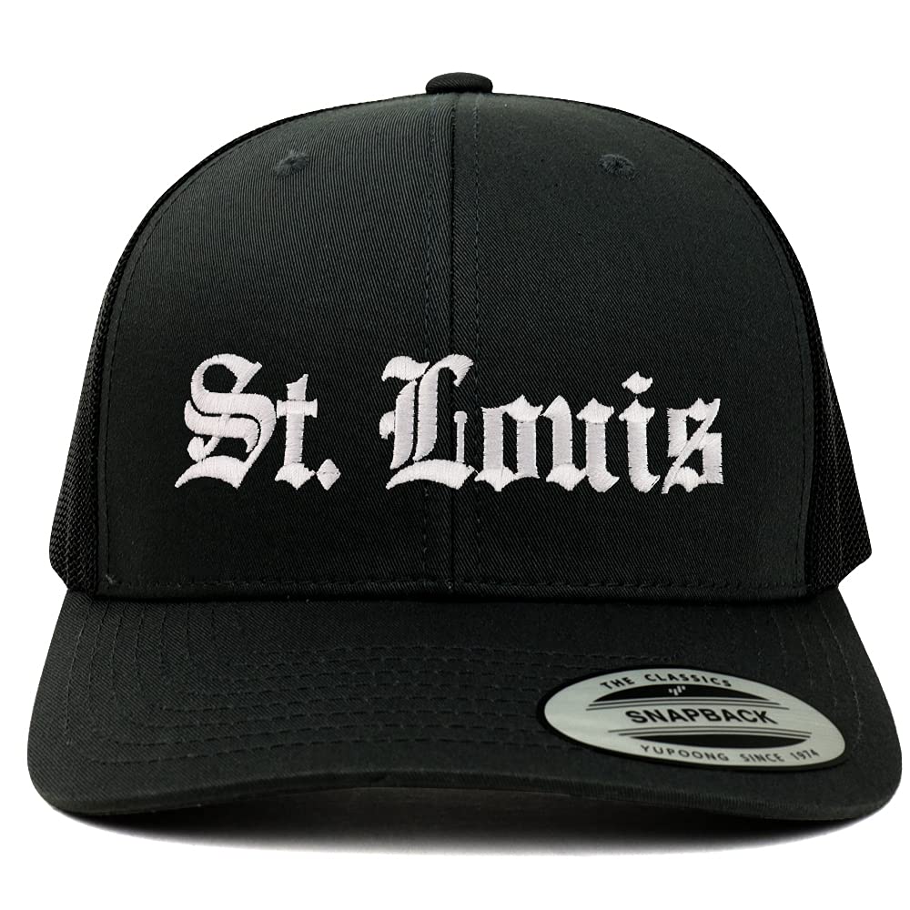 Trendy Apparel Shop St Louis Old English 6 Panel Trucker Retro Mesh Cap