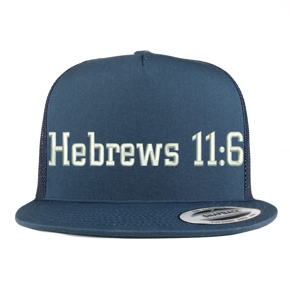 Trendy Apparel Shop Hebrew 11:6 5 Panel Flatbill Trucker Cap