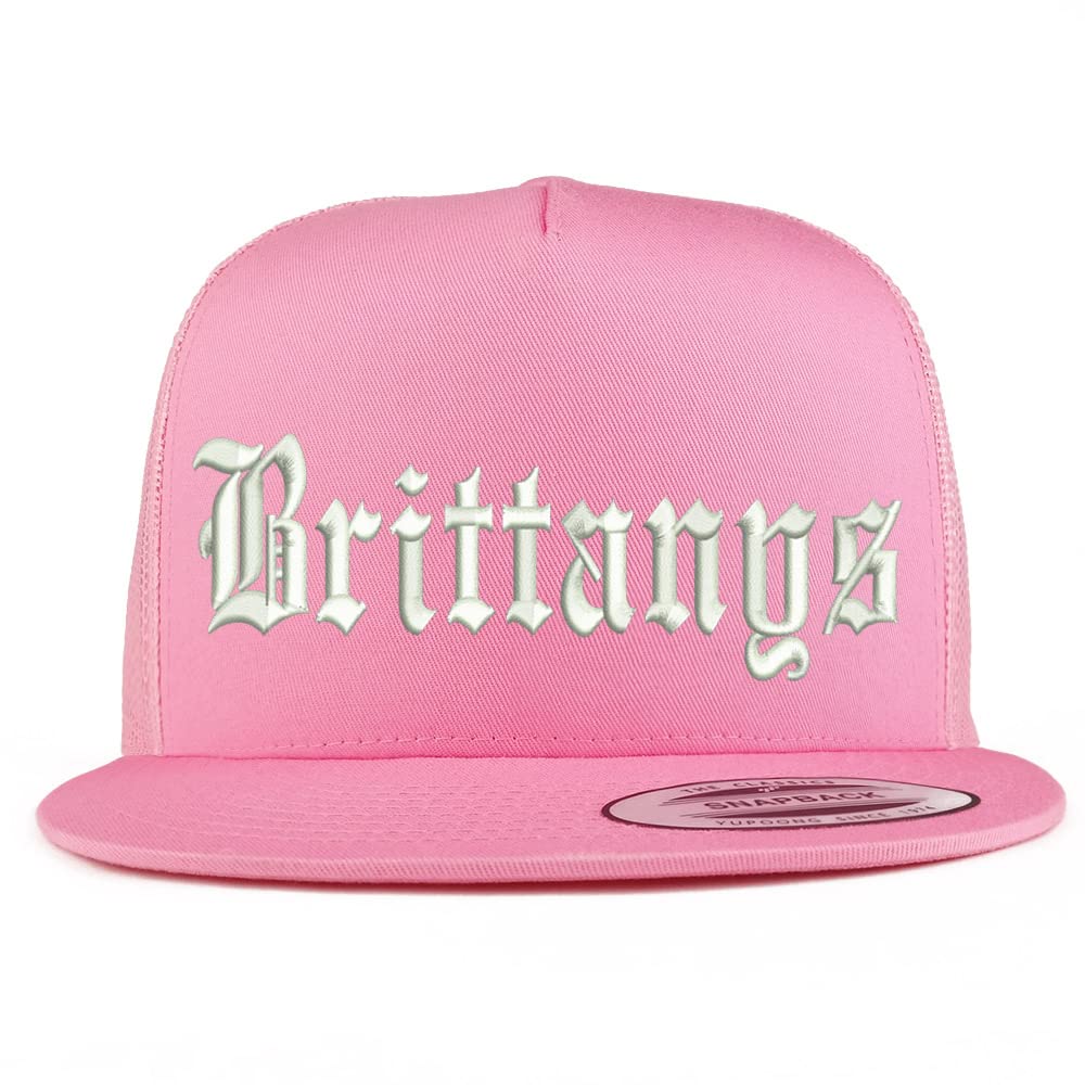 Trendy Apparel Shop Old English Brittanys 5 Panel Flatbill Trucker Cap