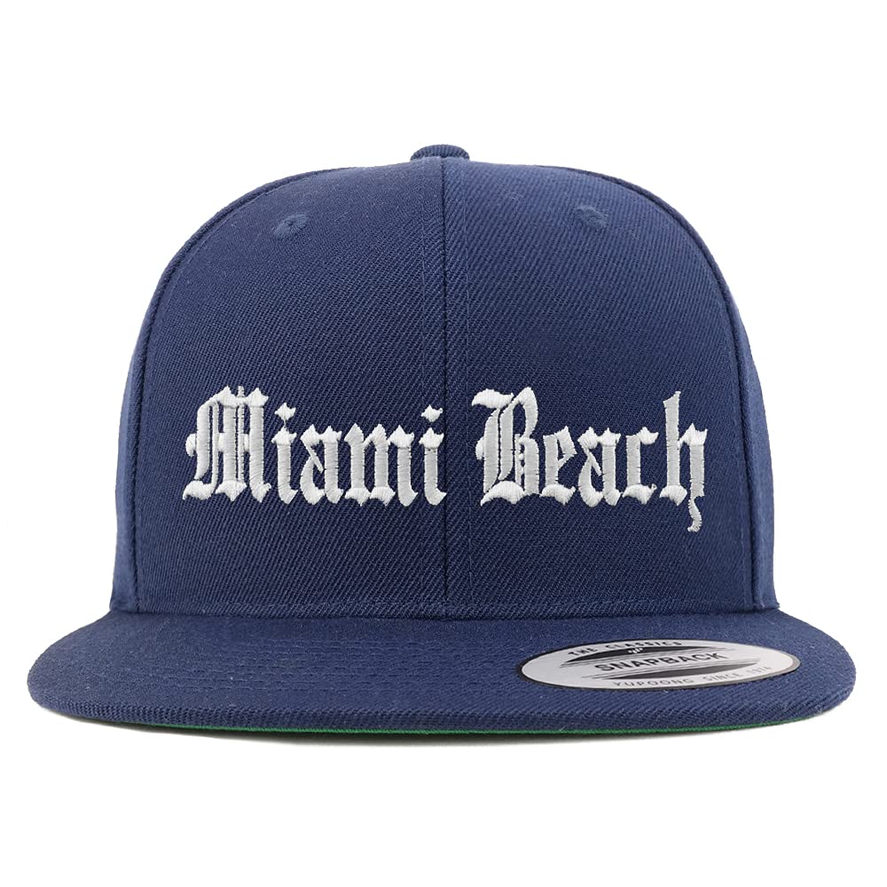 Trendy Apparel Shop Miami Beach Old English Embroidered Flatbill Snapback