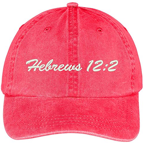 Trendy Apparel Shop Bible Verse Hebrews 12:2 Embroidered Pigment Dyed Cotton Baseball Cap