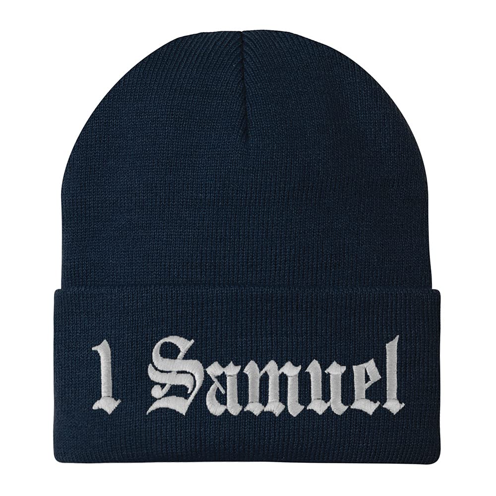 Trendy Apparel Shop 1 Samuel Old English Embroidered Long Cuff Beanie