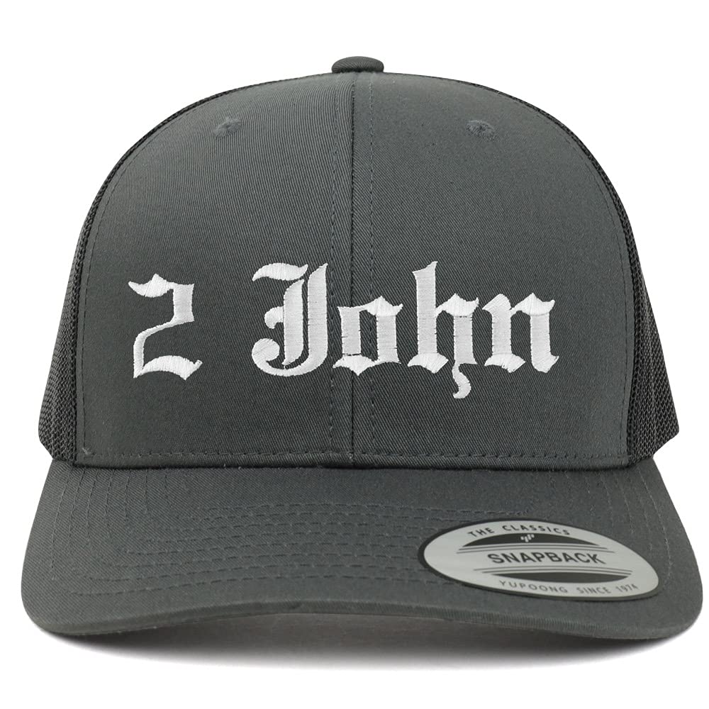Trendy Apparel Shop 2 John Old English 6 Panel Trucker Mesh Cap
