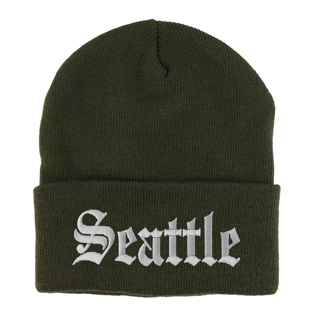 Trendy Apparel Shop Seattle Old English Embroidered Long Cuff Beanie
