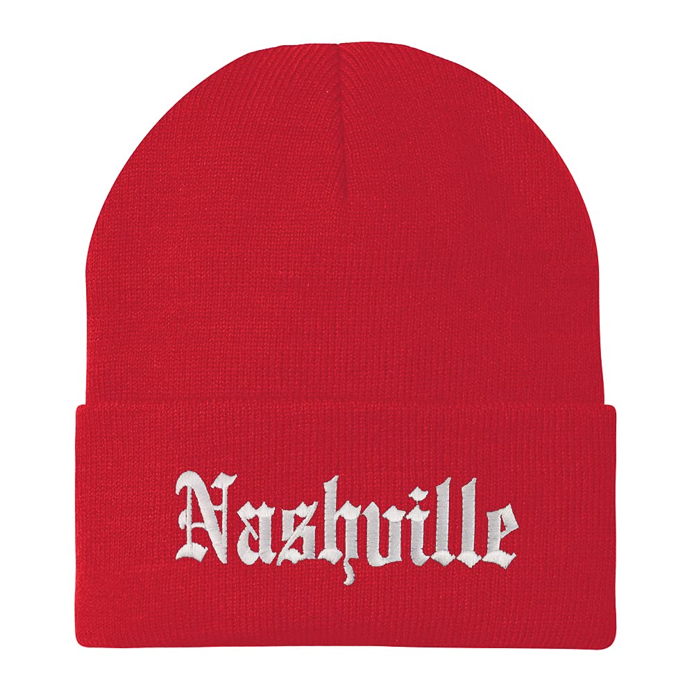 Trendy Apparel Shop Nashville Old English Embroidered Long Cuff Beanie