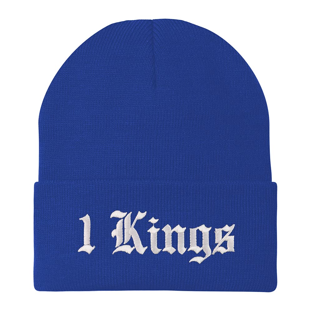 Trendy Apparel Shop 1 Kings Old English Embroidered Long Cuff Beanie