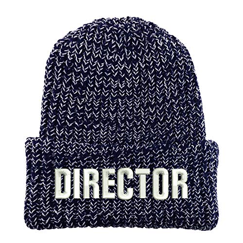 Trendy Apparel Shop Director Embroidered Long Cuffed Thick Ribbed Knit Beanie