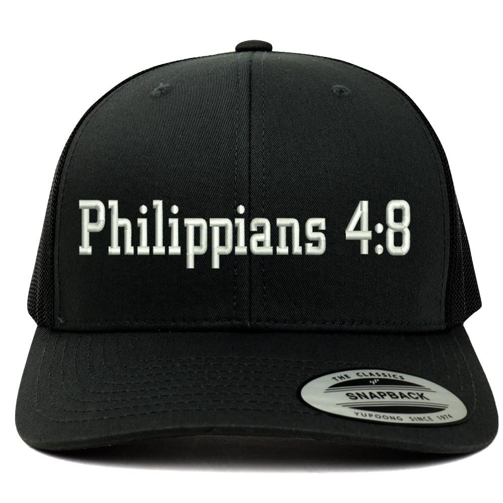 Trendy Apparel Shop Philippians 4:8 6 Panel Trucker Mesh Cap