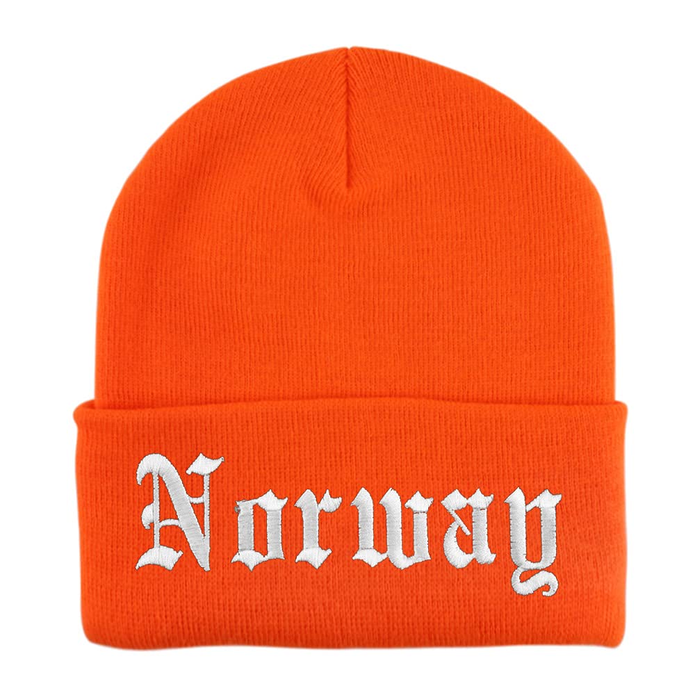 Trendy Apparel Shop Norway Old English Embroidered Long Cuff Beanie