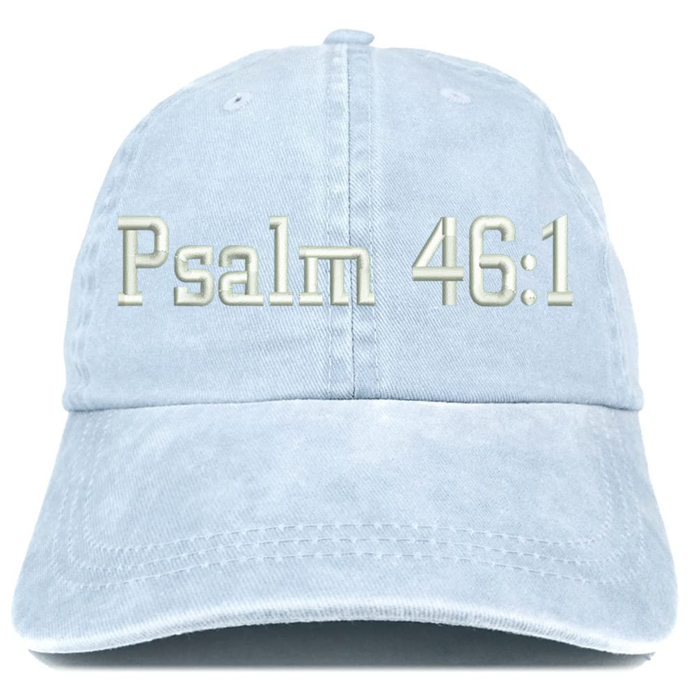 Trendy Apparel Shop Psalm 46:1 Washed Pigment Dyed Baseball Cap