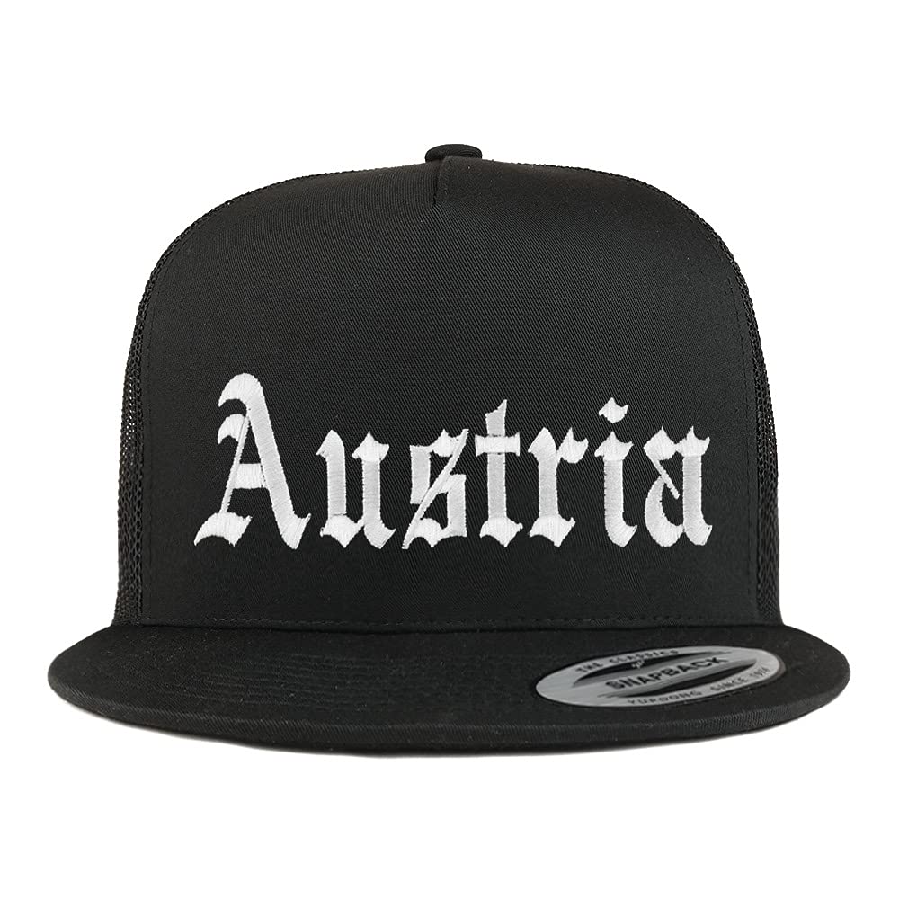 Trendy Apparel Shop Austria Old English 5 Panel Flatbill Trucker Cap