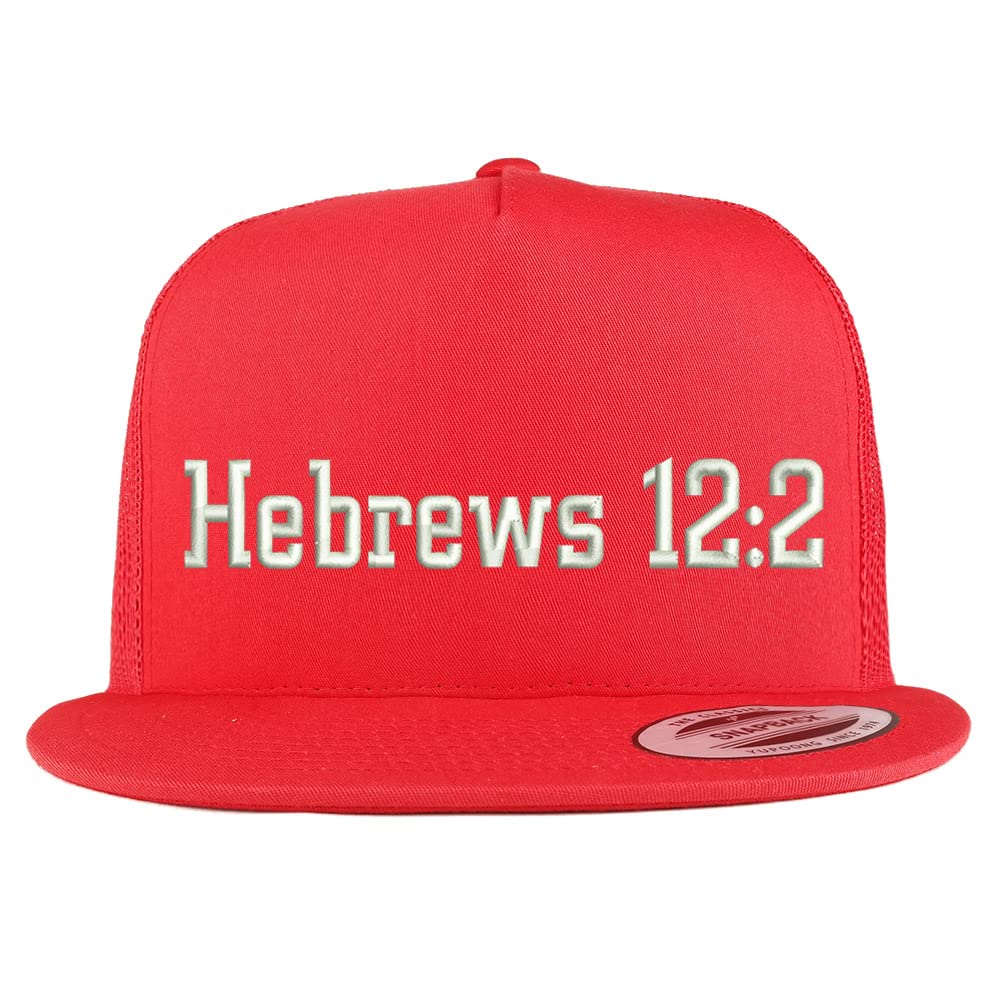 Trendy Apparel Shop Hebrews 12:2 5 Panel Flatbill Trucker Cap