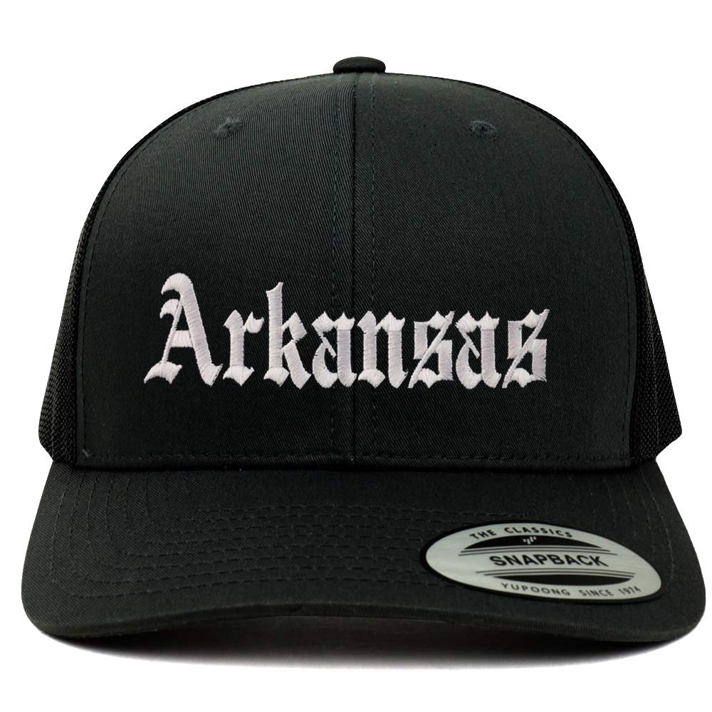Trendy Apparel Shop Arkansas State Old English 6 Panel Trucker Mesh Cap