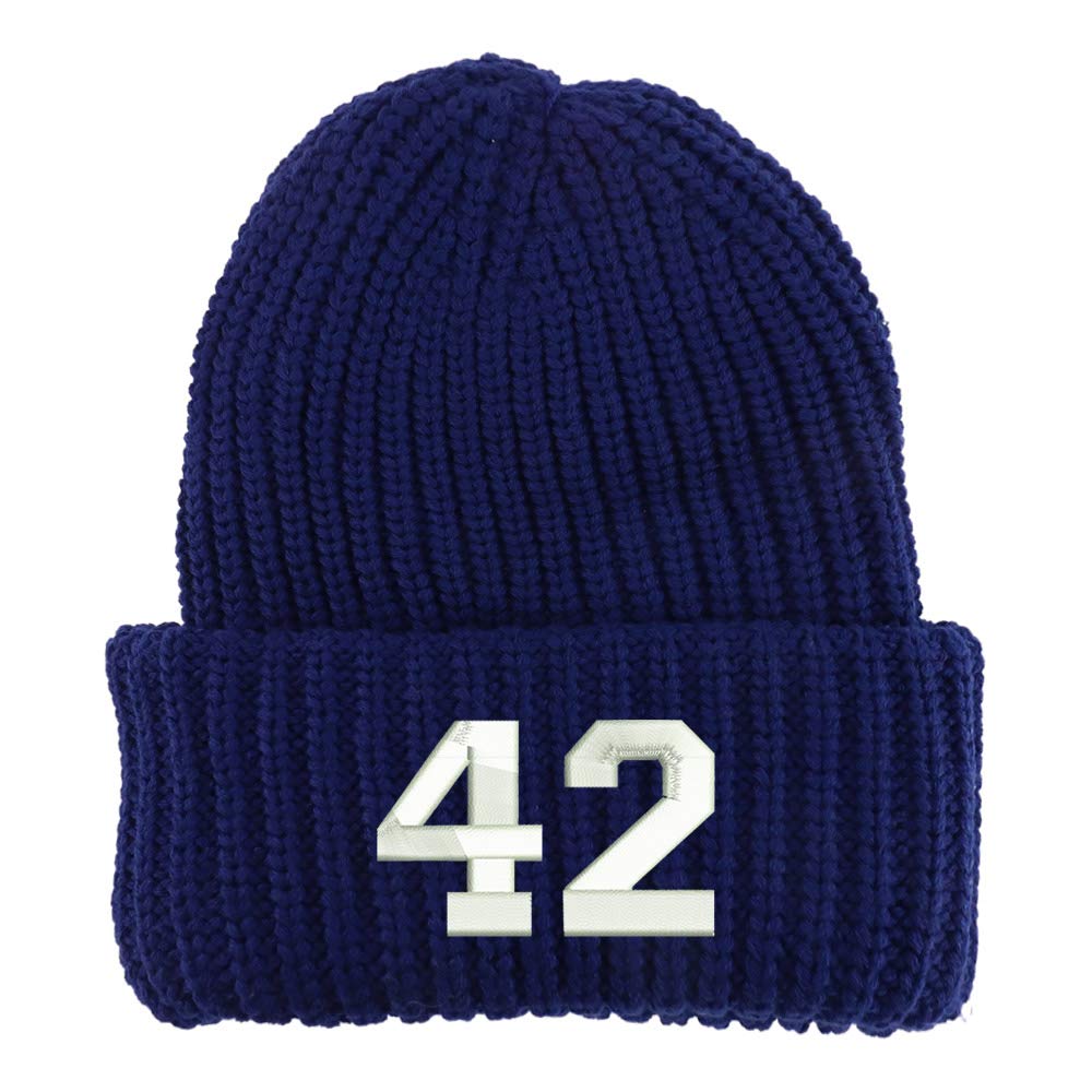 Trendy Apparel Shop Number 42 Collegiate Varsity Long Cuffed Ribbed Beanie