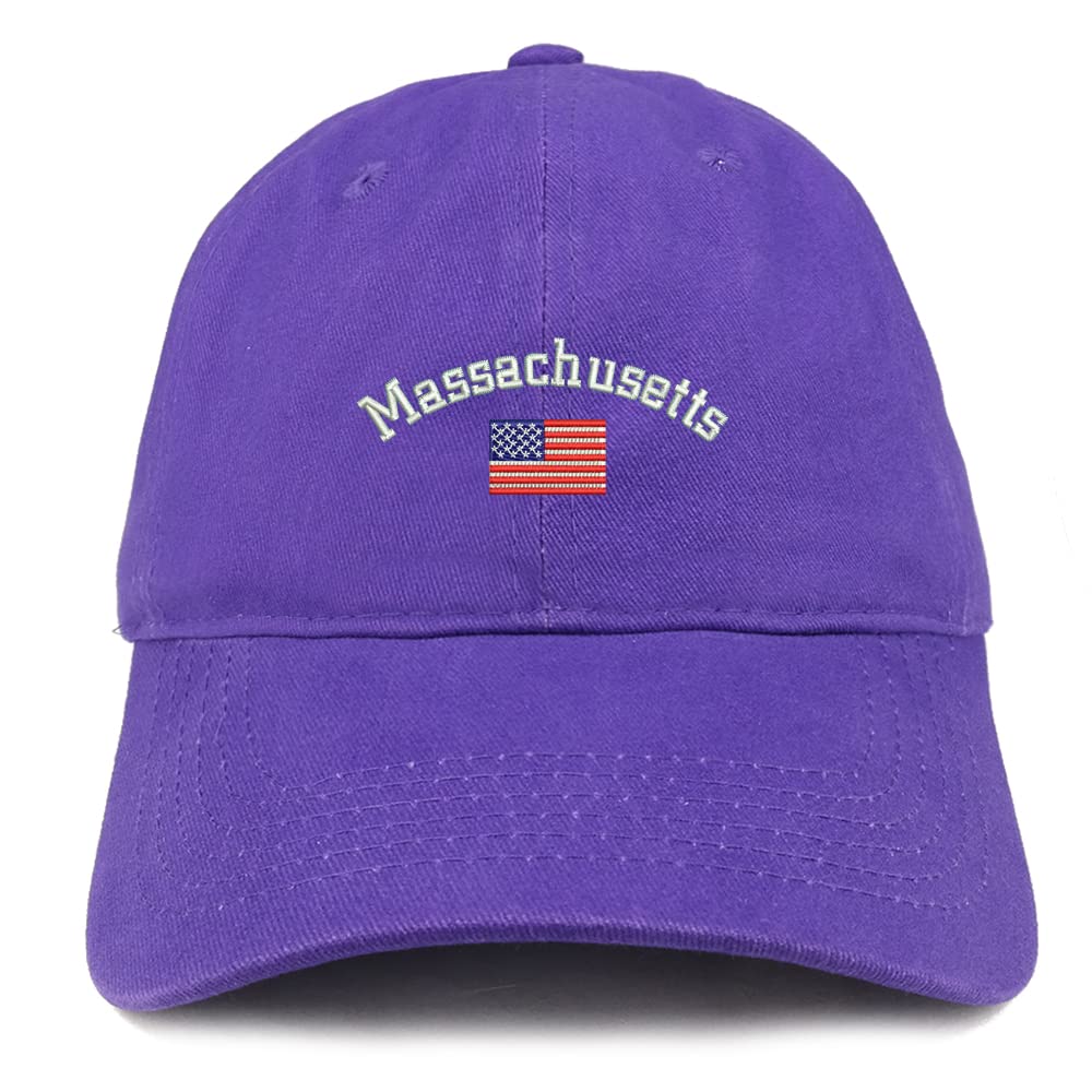 Trendy Apparel Shop Massachusetts USA Flag Low Profile Soft Cotton Baseball Cap