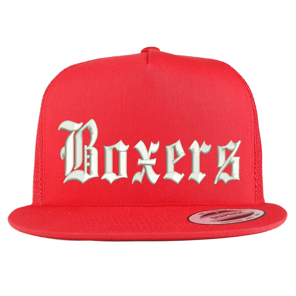 Trendy Apparel Shop Old English Boxers 5 Panel Flatbill Trucker Cap