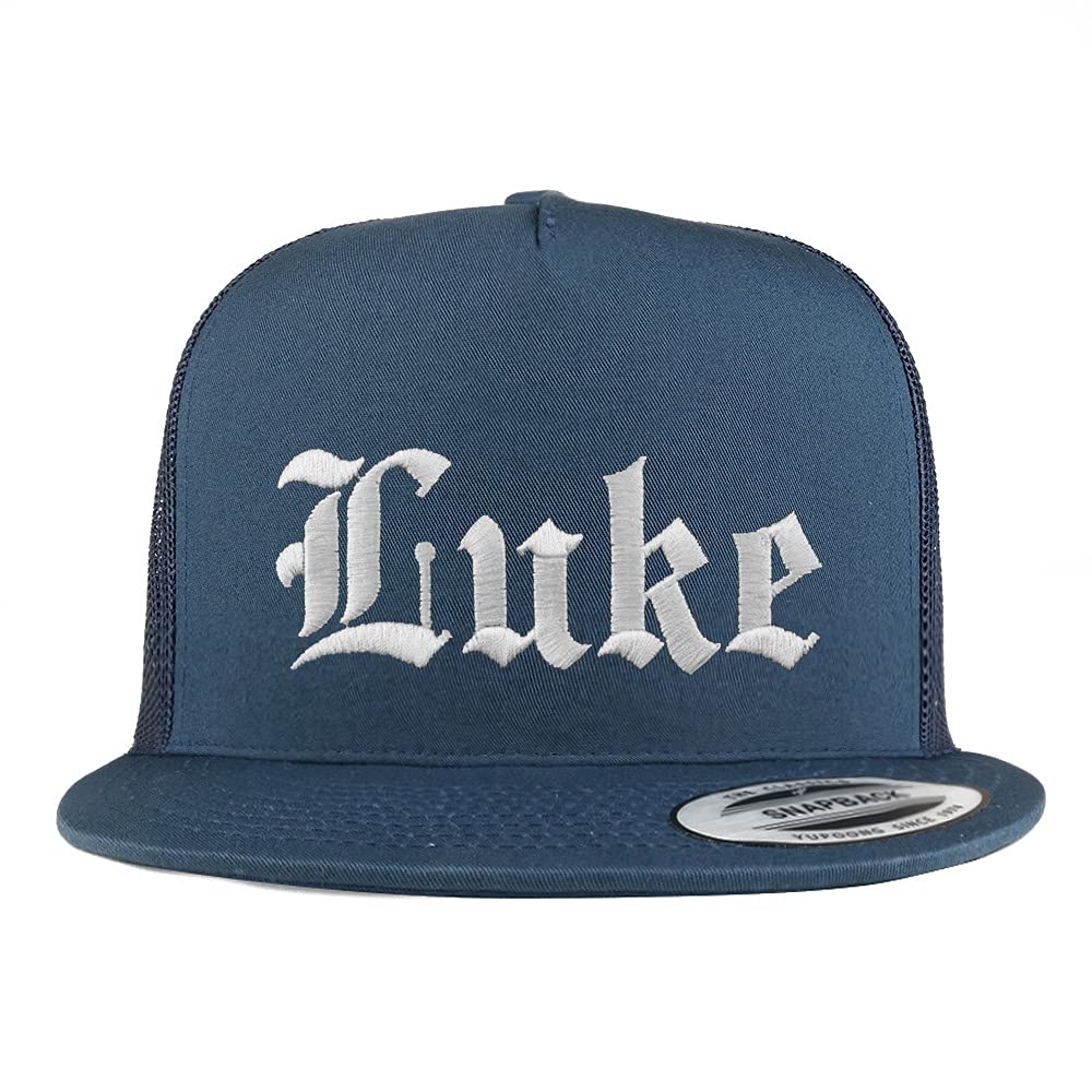 Trendy Apparel Shop Luke Old English 5 Panel Flatbill Trucker Cap