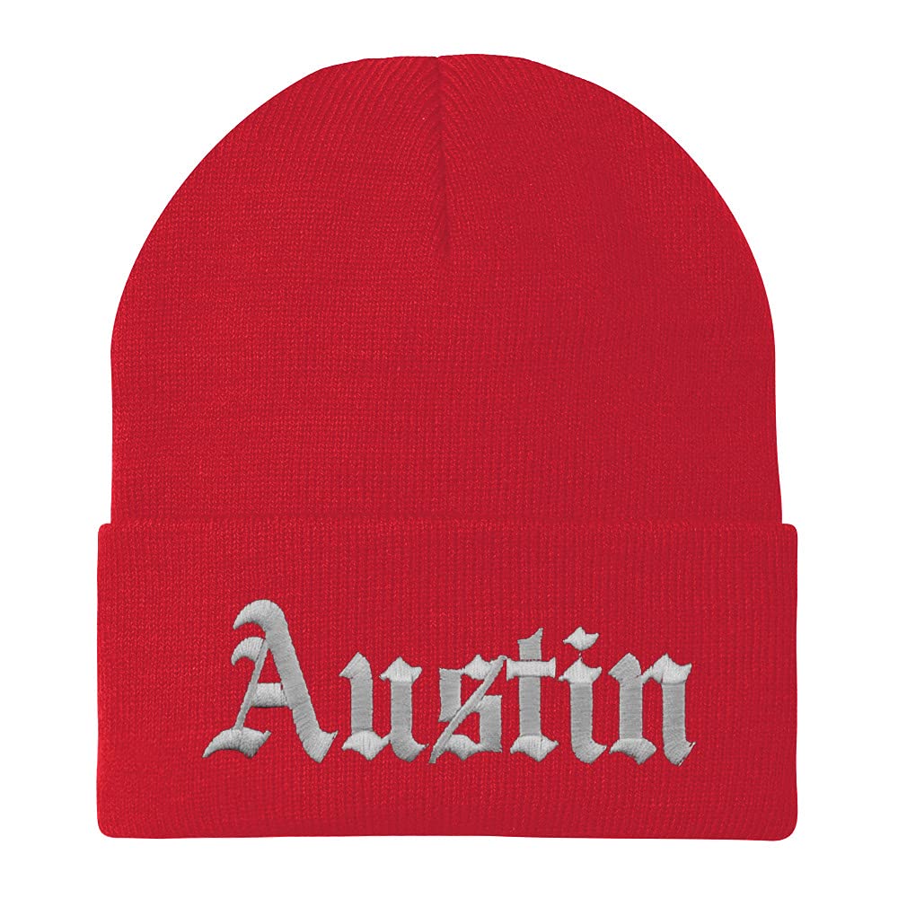 Trendy Apparel Shop Austin Old English Embroidered Long Cuff Beanie