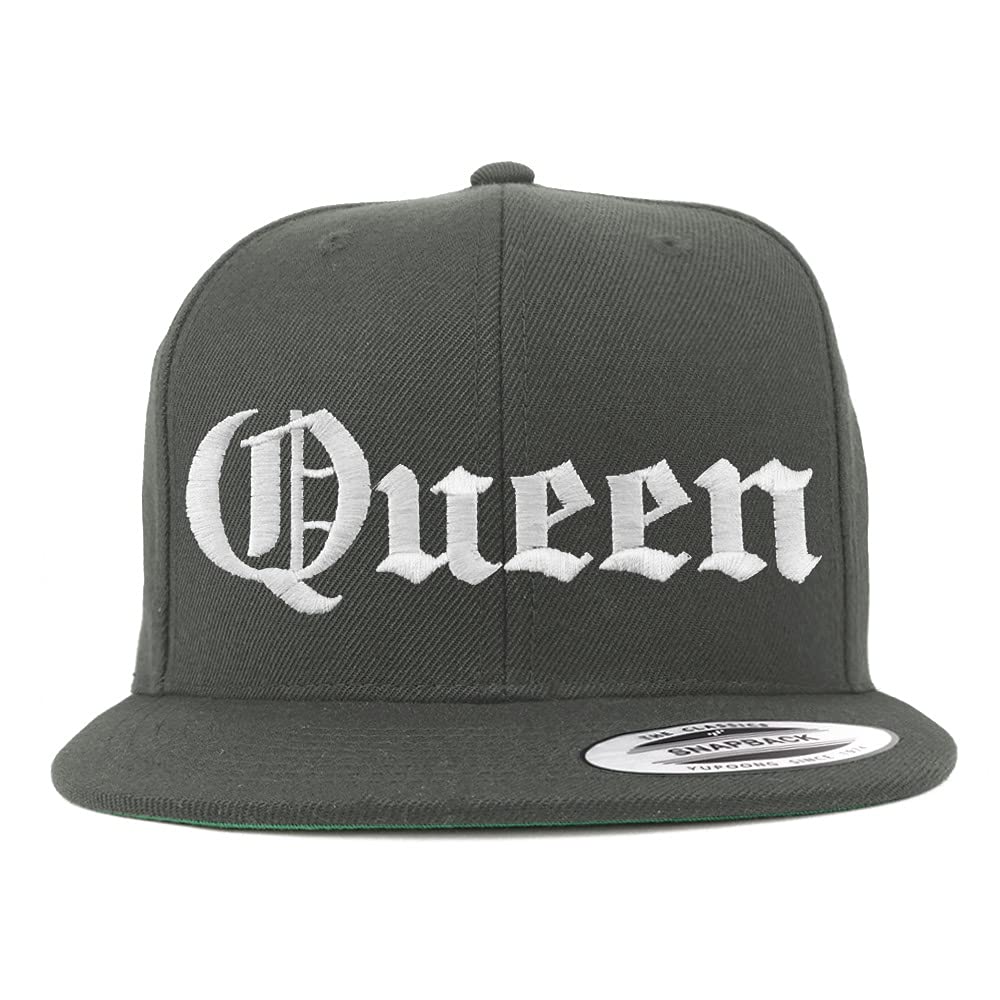 Trendy Apparel Shop Queen Old English Embroidered Flatbill Snapback