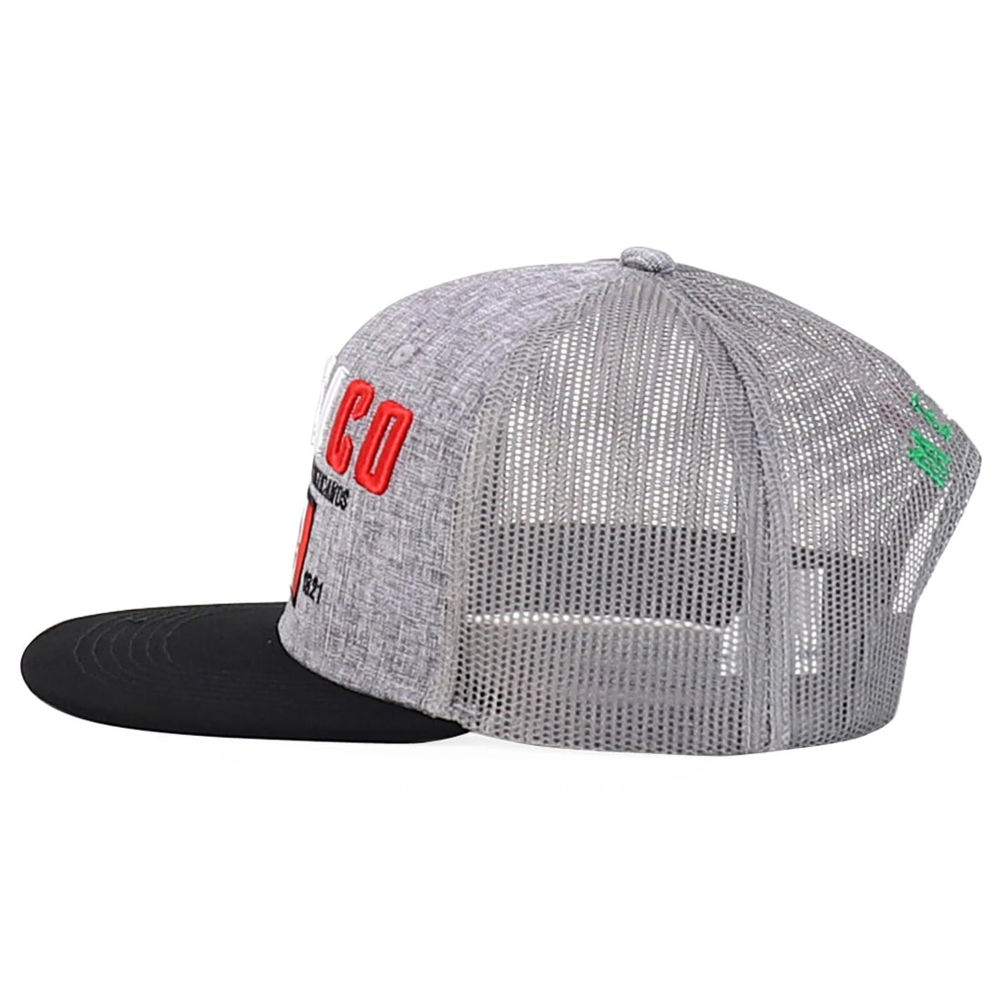 Trendy Apparel Shop 6 Panel Structured 3D Mexico Embroidered Flatbill Snapback Turcker Cap