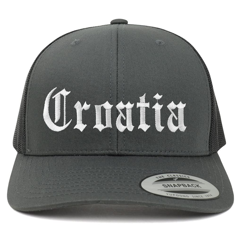 Trendy Apparel Shop Croatia Old English 6 Panel Trucker Mesh Cap