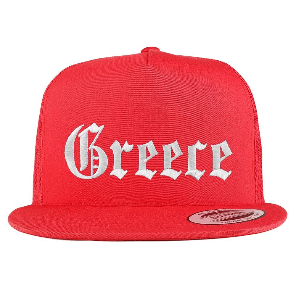 Trendy Apparel Shop Greece Old English 5 Panel Flatbill Trucker Cap