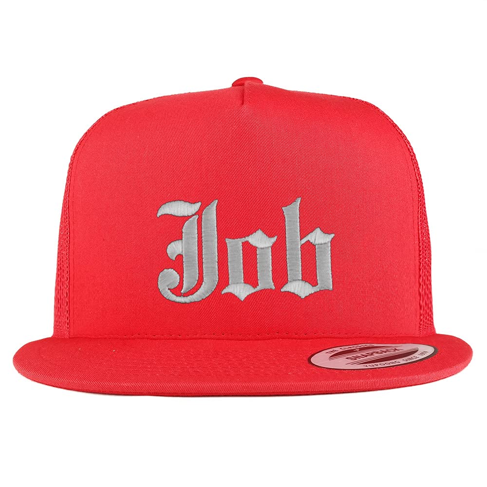 Trendy Apparel Shop Job Old English 5 Panel Flatbill Trucker Cap