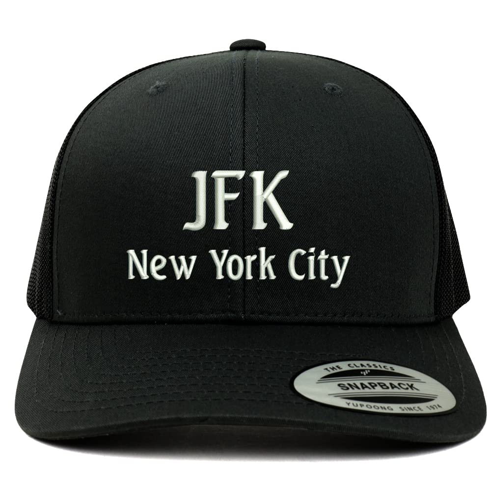 Trendy Apparel Shop LGA New York Embroidered Retro Fit Trucker Mesh Cap