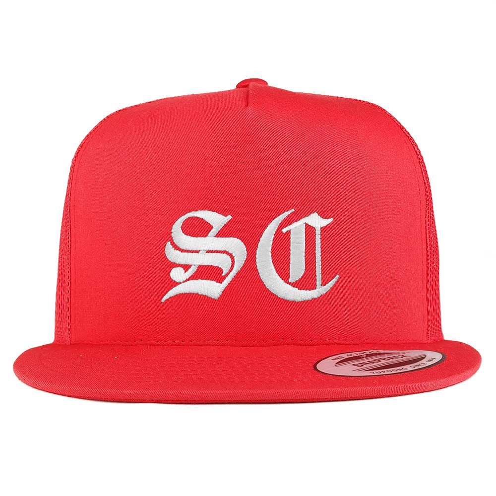 Trendy Apparel Shop South Carolina SC Old English 5 Panel Flatbill Trucker Cap