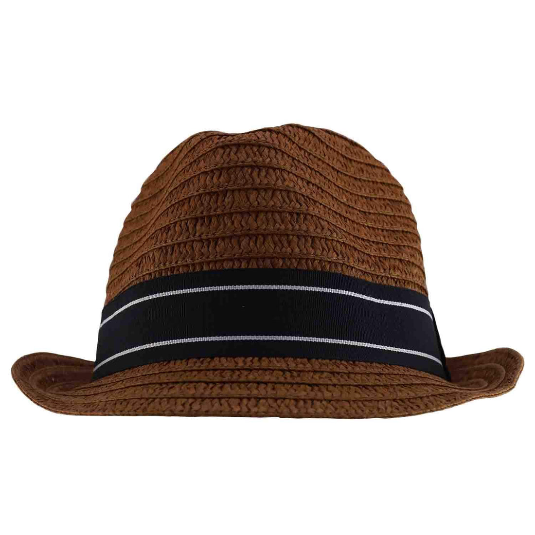 Trendy Apparel Shop Men's Paper Straw Woven Striped Band Stingy Fedora Hat