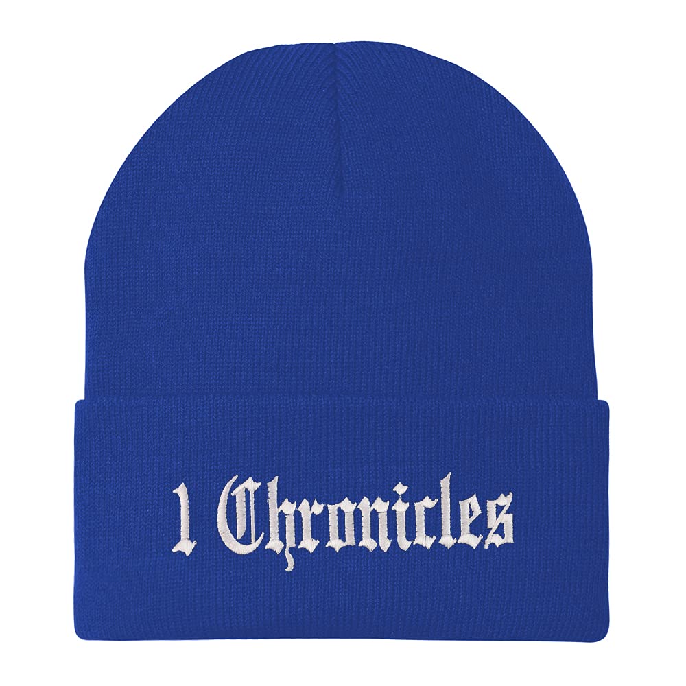 Trendy Apparel Shop 1 Chronicles Old English Embroidered Long Cuff Beanie