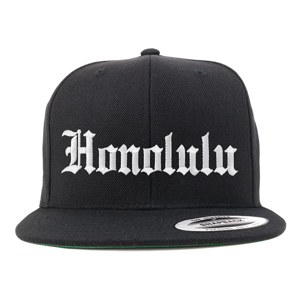 Trendy Apparel Shop Honolulu Old English Embroidered Flatbill Snapback