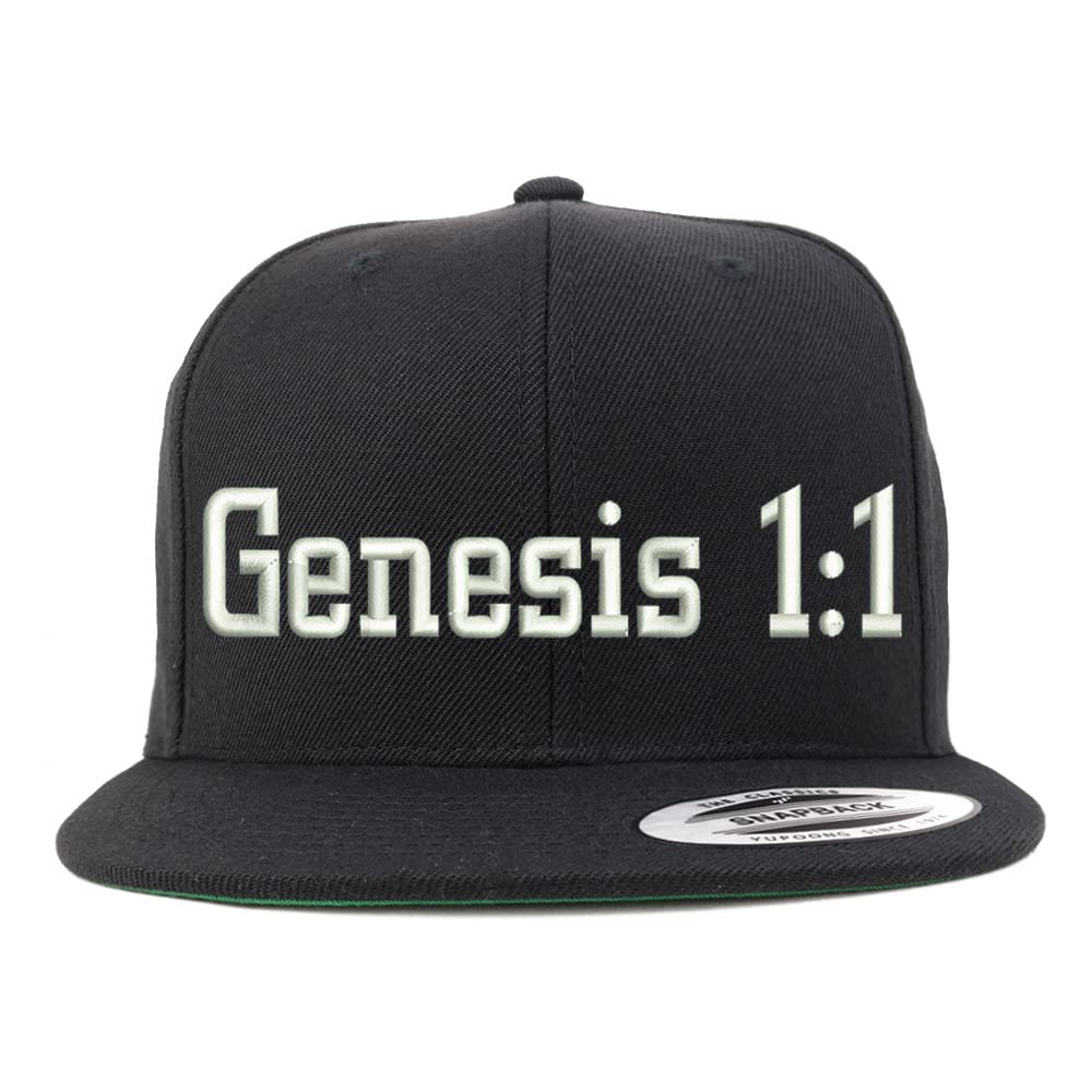 Trendy Apparel Shop Genesis 1:1 Embroidered Flatbill Snapback