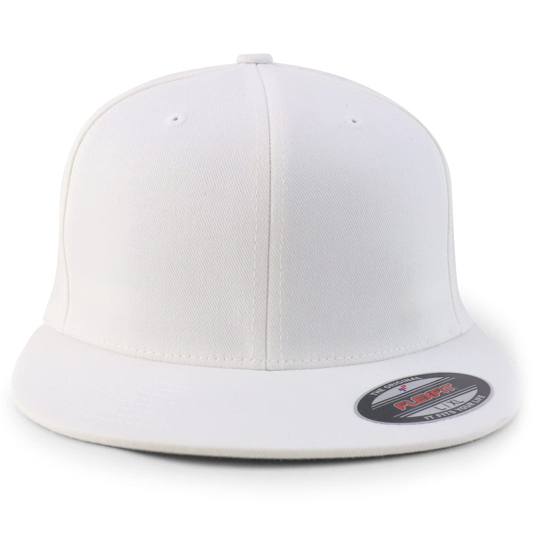 Trendy Apparel Shop 6 Panel Structured Blank Flatbill Fitted Closure Flexfit Cap